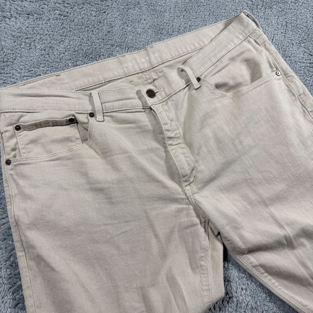Mott & Bow Mercer Slim Fit Jeans Khaki Beige 40x32 Cotton Stretch 5-Pocket Chino